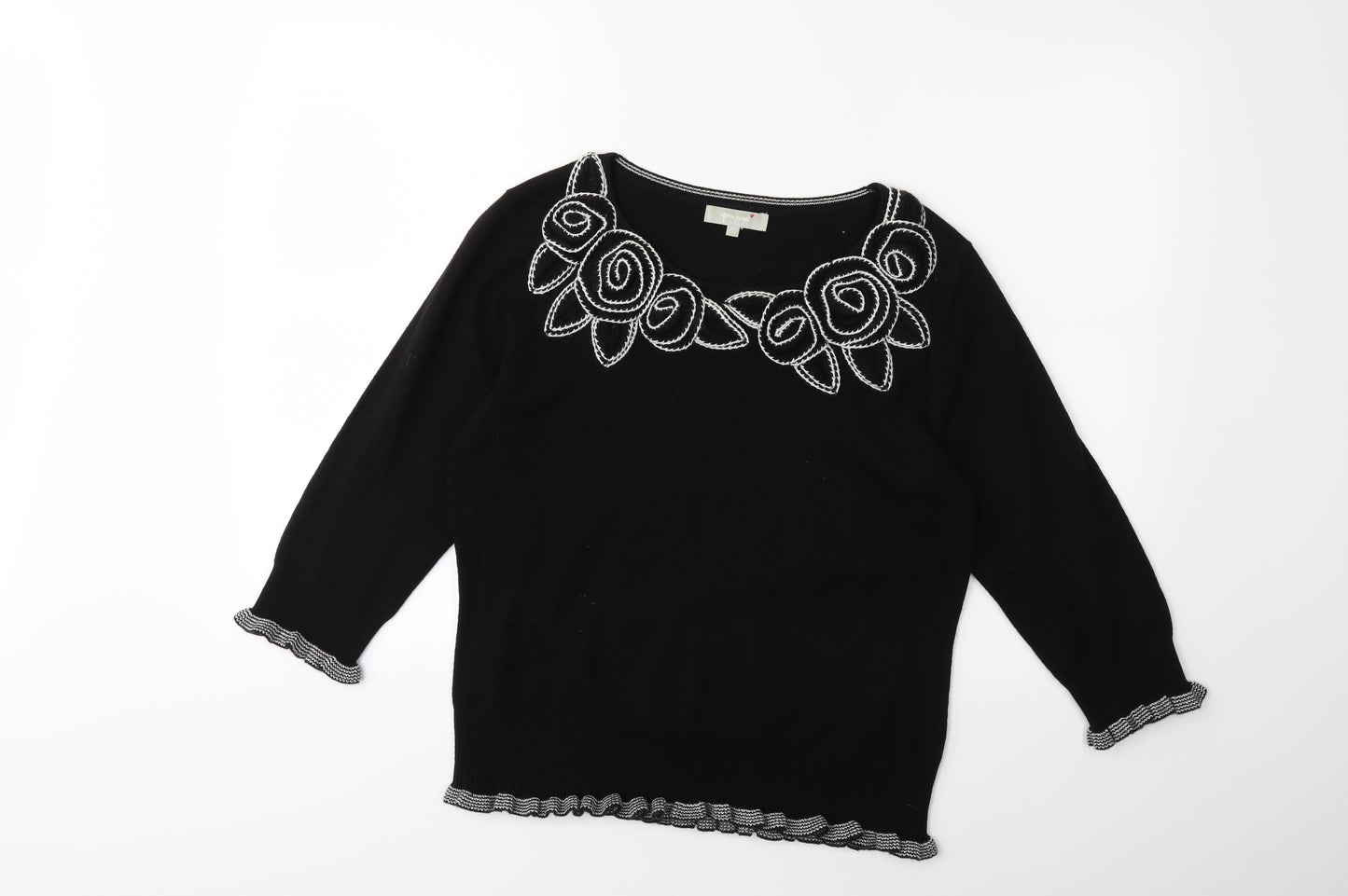 Per Una Womens Black  Knit Pullover Jumper Size 14