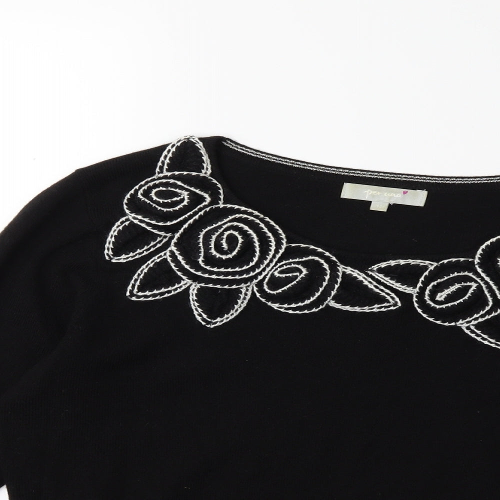 Per Una Womens Black  Knit Pullover Jumper Size 14