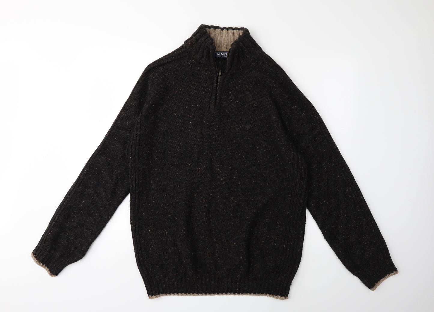 Maine Mens Brown  Knit Pullover Jumper Size L