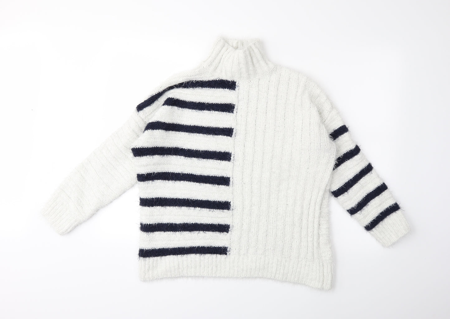 Marks and Spencer Womens White Striped Knit Pullover Jumper Size M