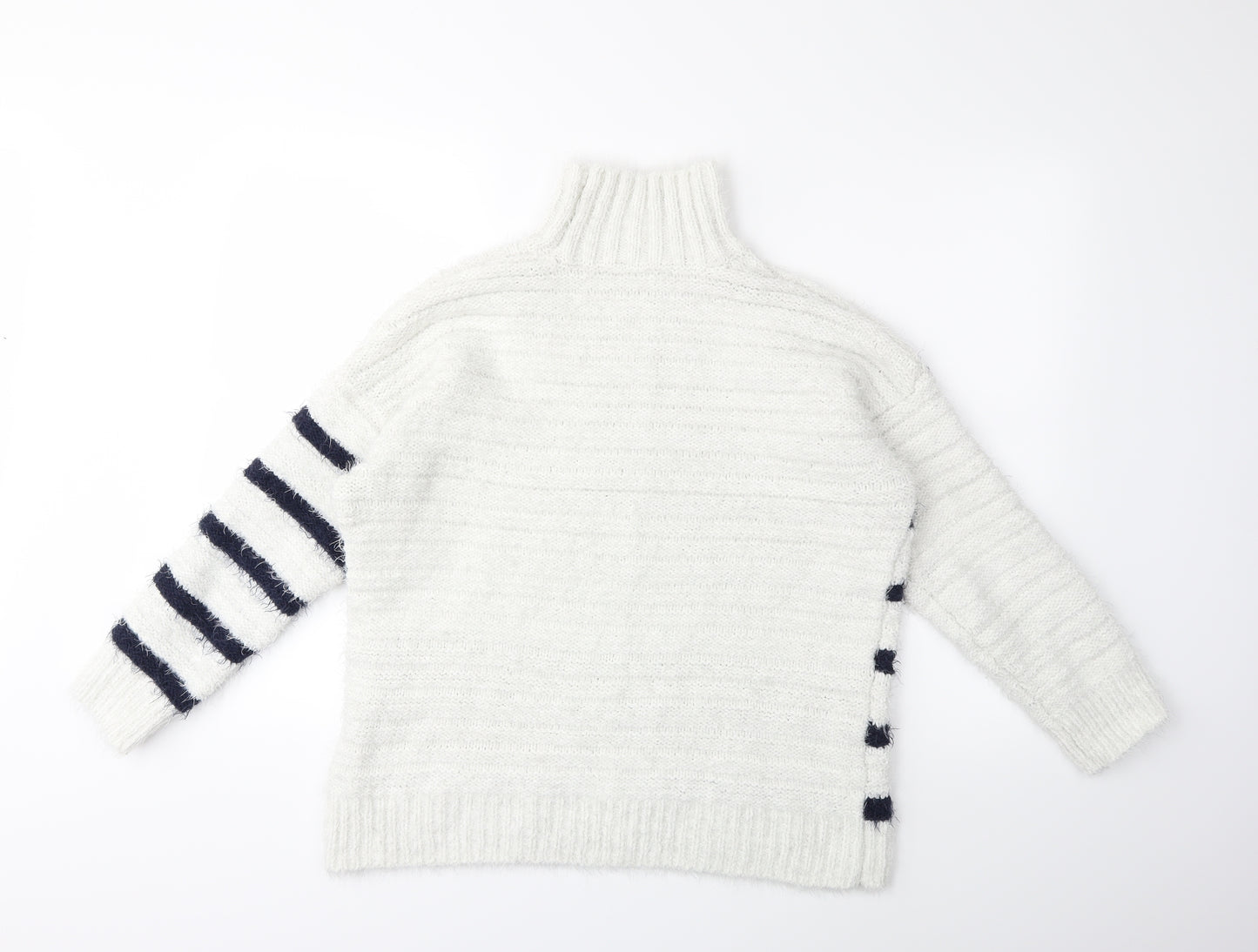 Marks and Spencer Womens White Striped Knit Pullover Jumper Size M