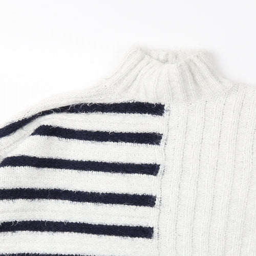 Marks and Spencer Womens White Striped Knit Pullover Jumper Size M