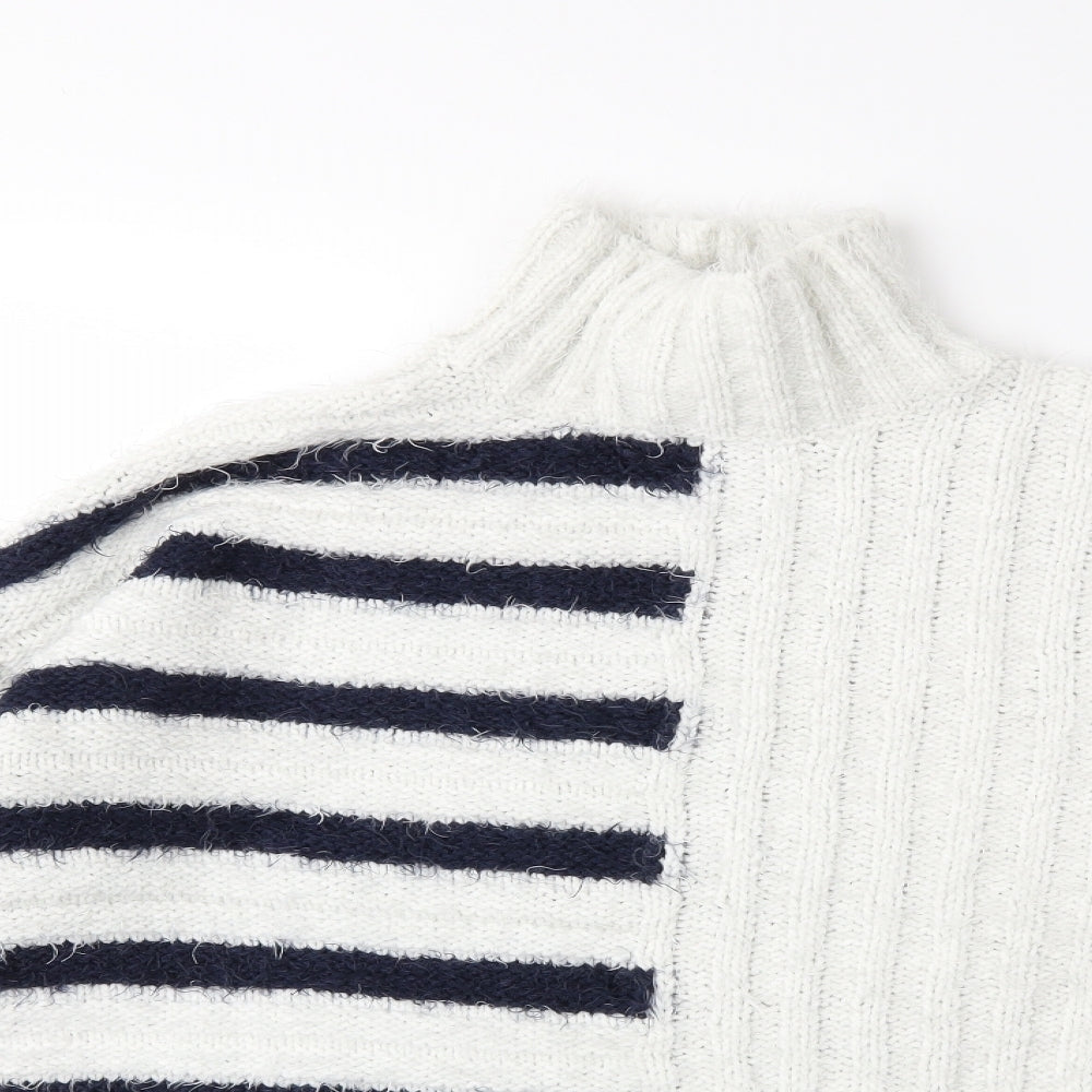 Marks and Spencer Womens White Striped Knit Pullover Jumper Size M