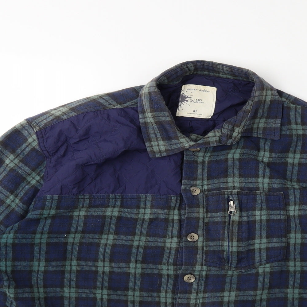 never better Mens Blue Check  Jacket Coat Size XL