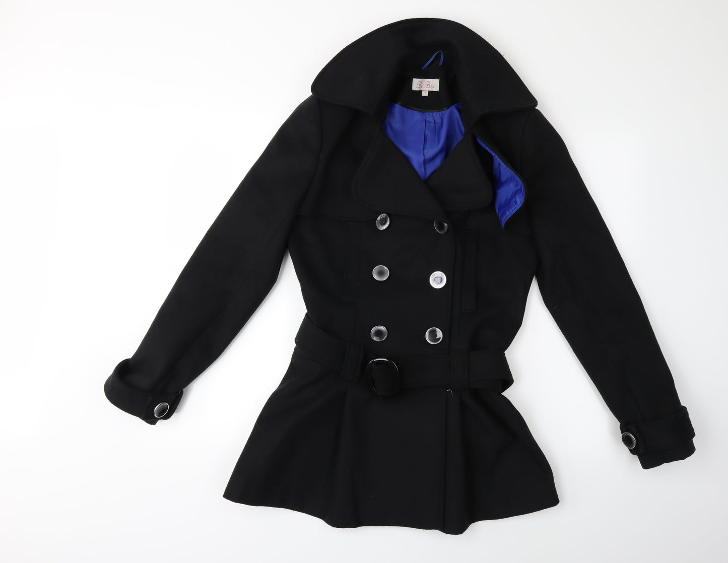 Be Beau Womens Black   Overcoat Coat Size 10