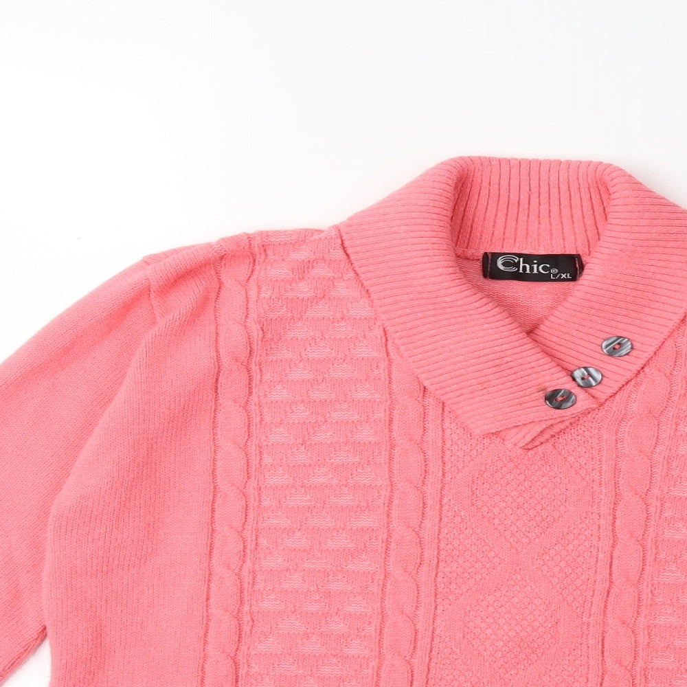 CHIC Womens Pink  Knit Pullover Jumper Size L