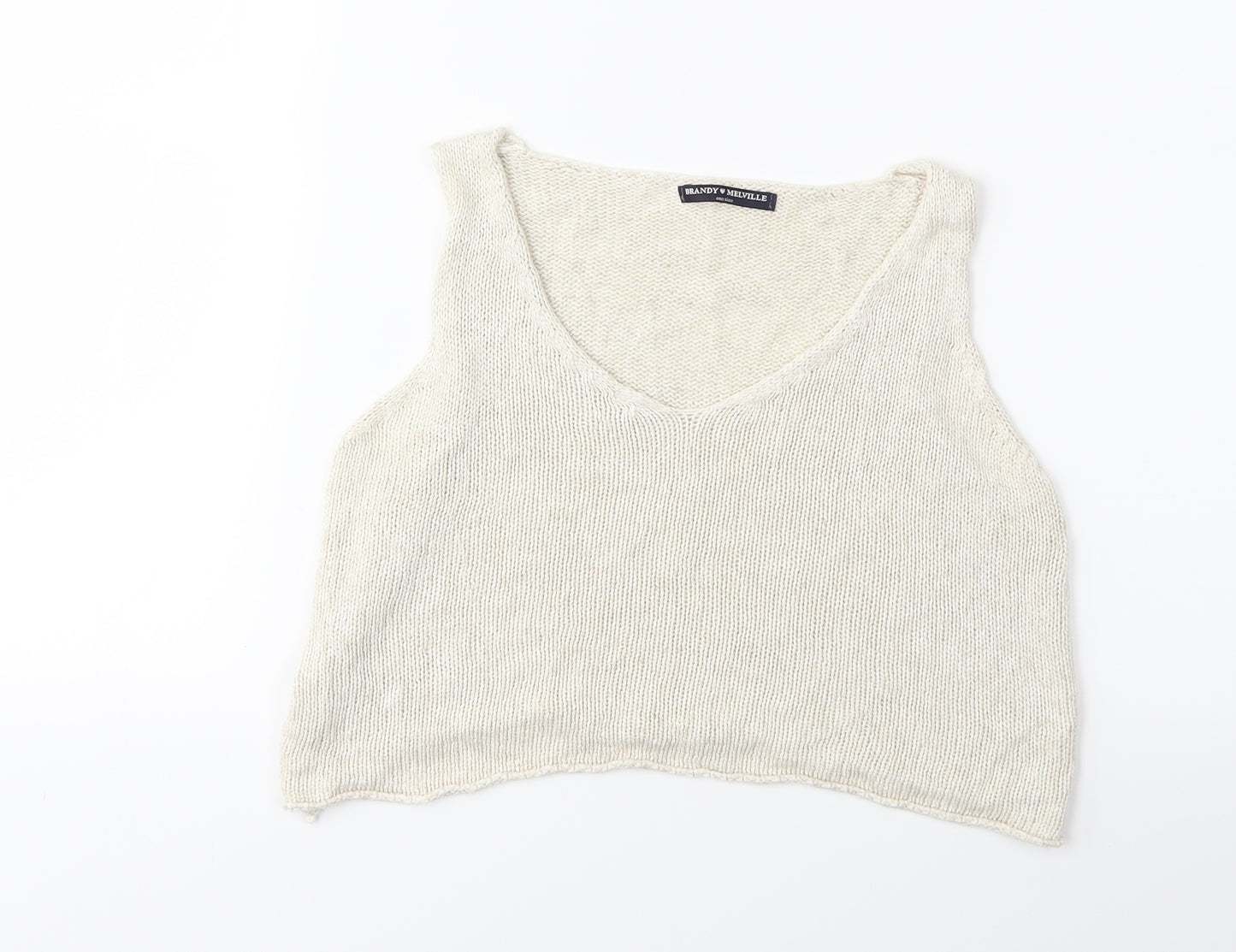 Brandy Melville Womens Beige  Knit Basic Tank One Size