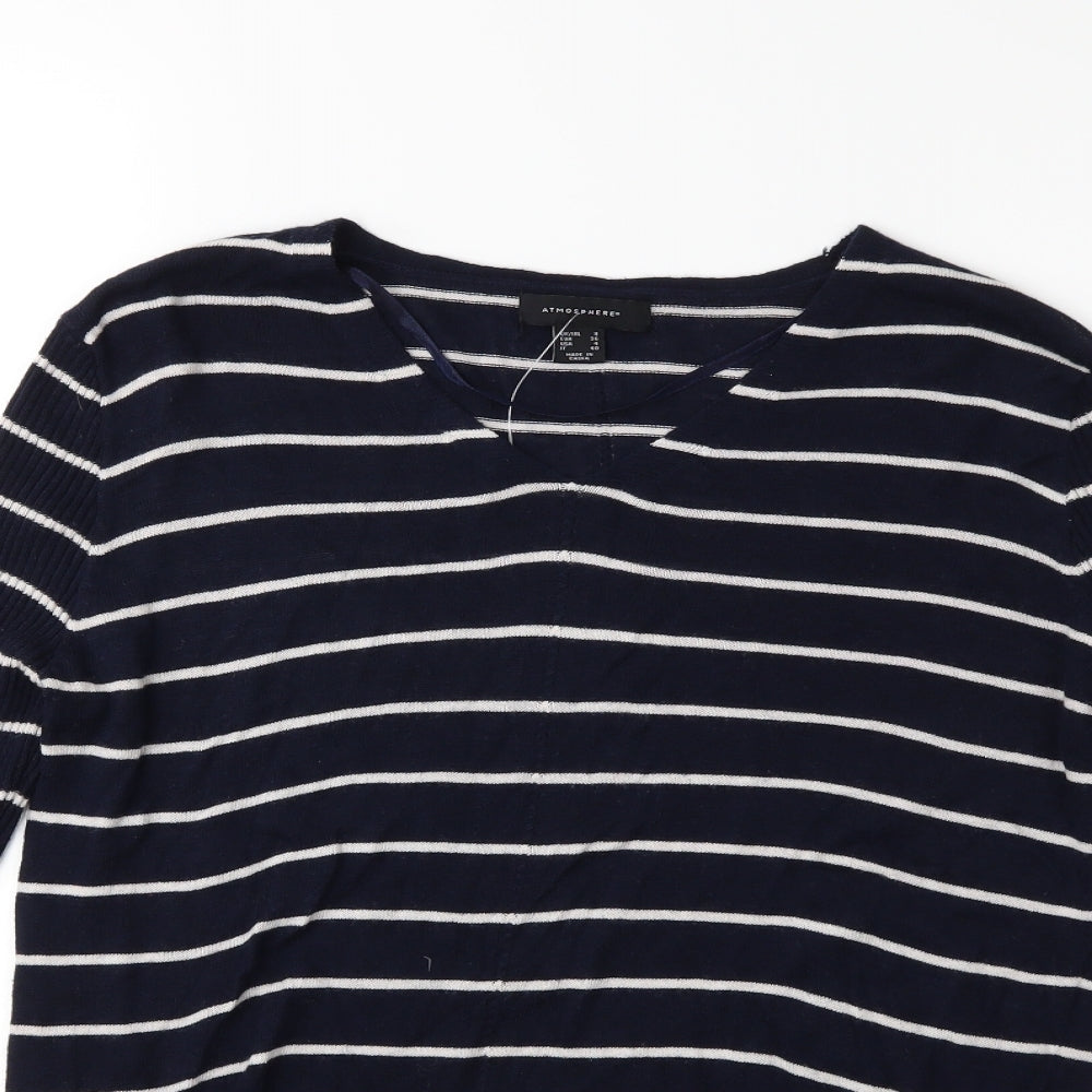 Atmosphere Womens Blue Striped Knit Pullover Jumper Size 8