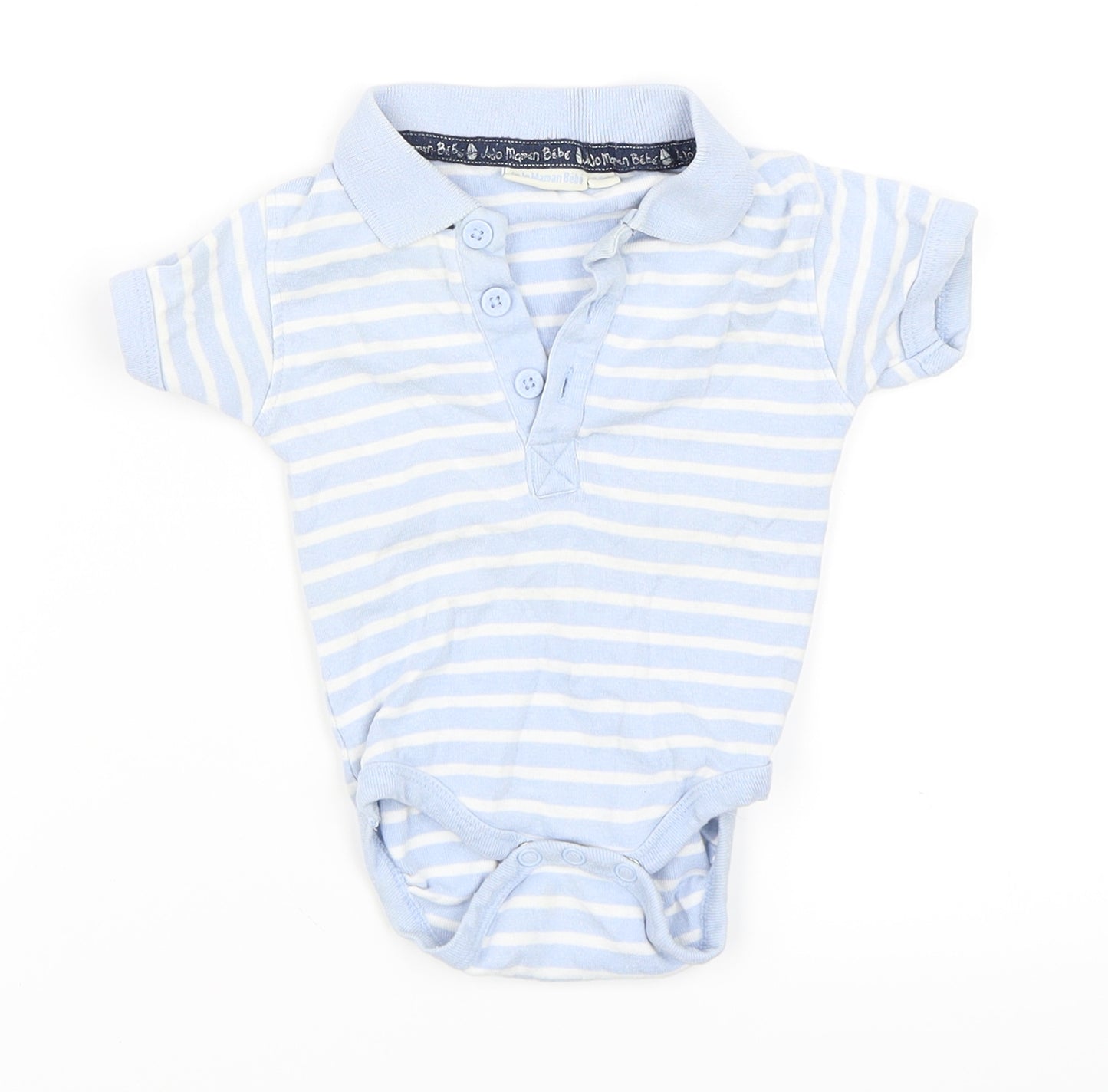 JoJo Maman Bébé Boys Blue Striped  Babygrow One-Piece Size 3-6 Months