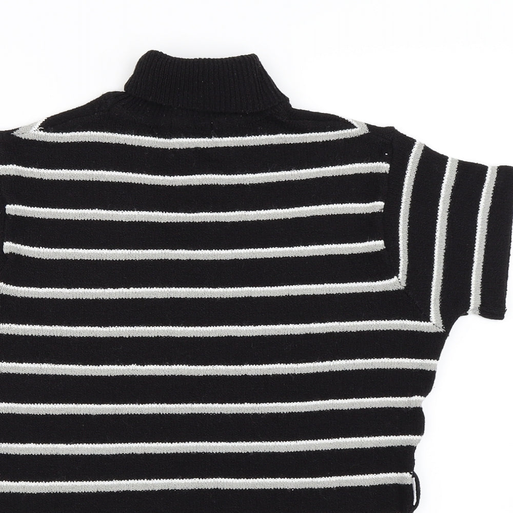 O Zone Womens Black Striped  Pullover Jumper Size L