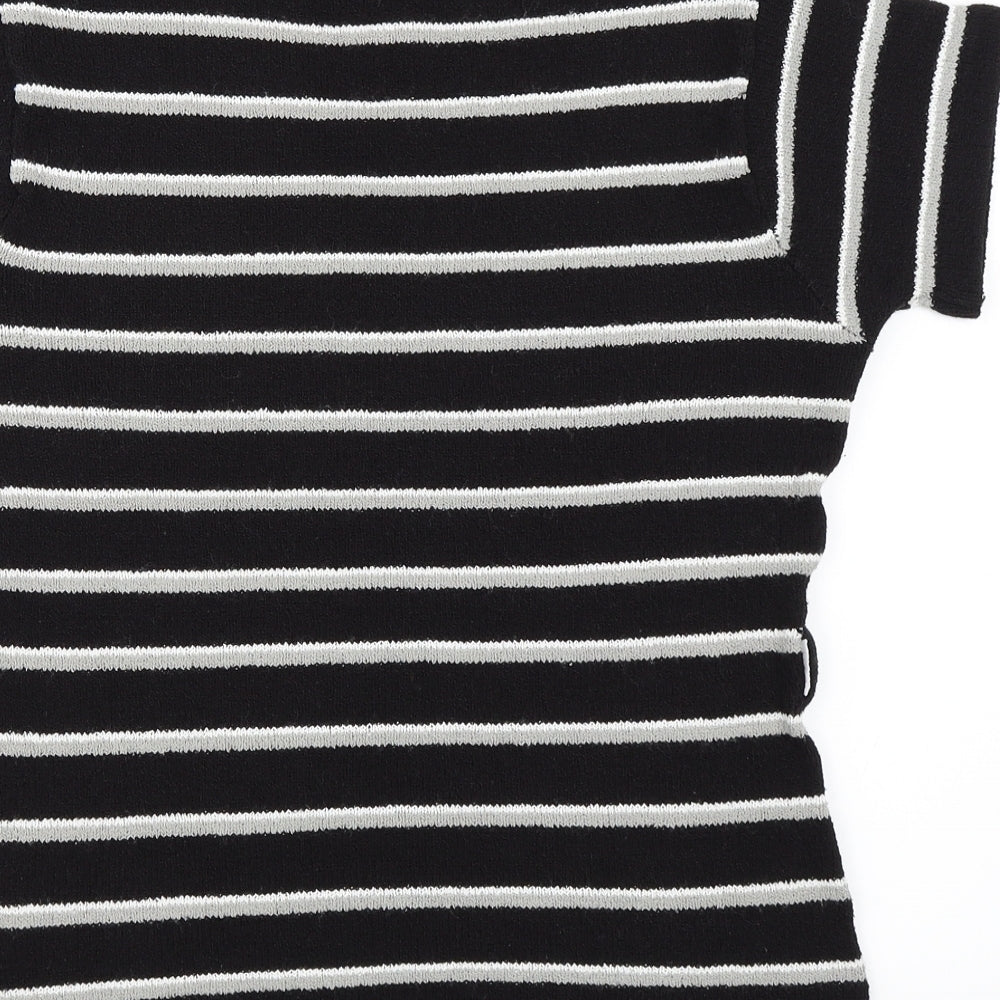 O Zone Womens Black Striped  Pullover Jumper Size L
