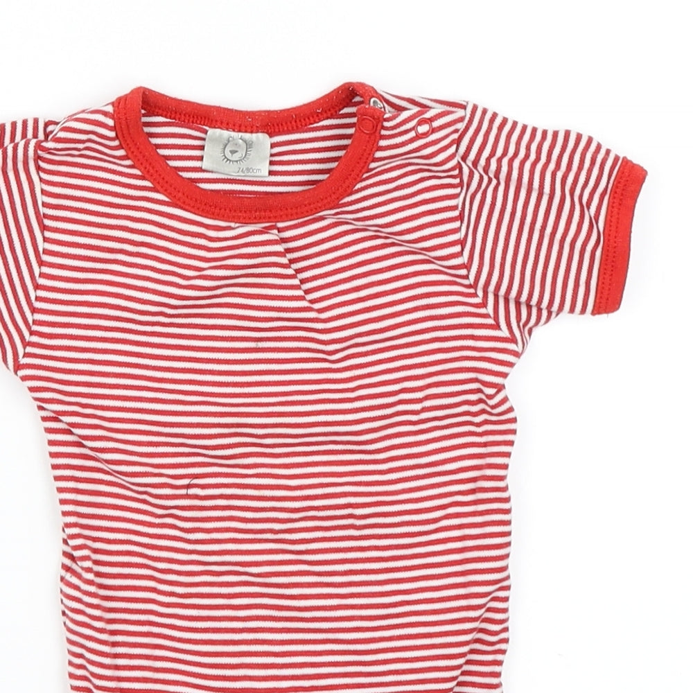 Preworn Boys Red Striped  Babygrow One-Piece Size 6-9 Months