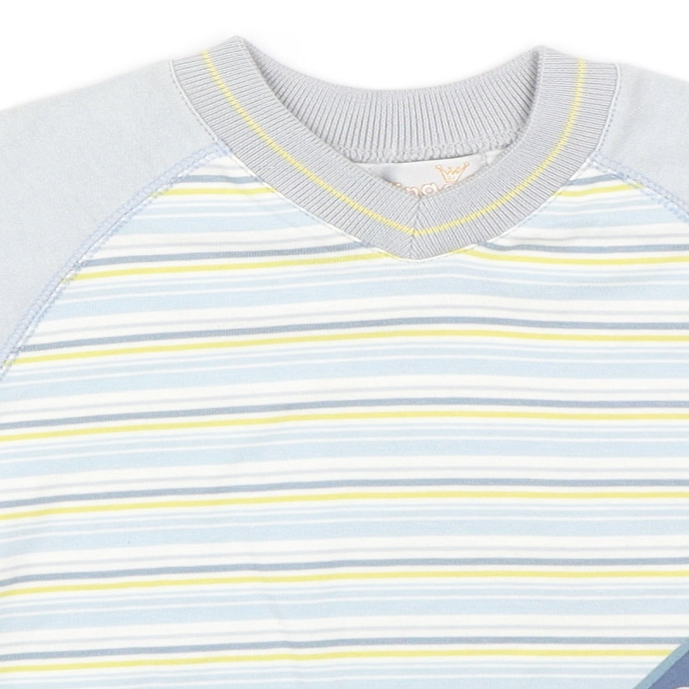 Berlingot Boys Grey Striped  Basic T-Shirt Size S