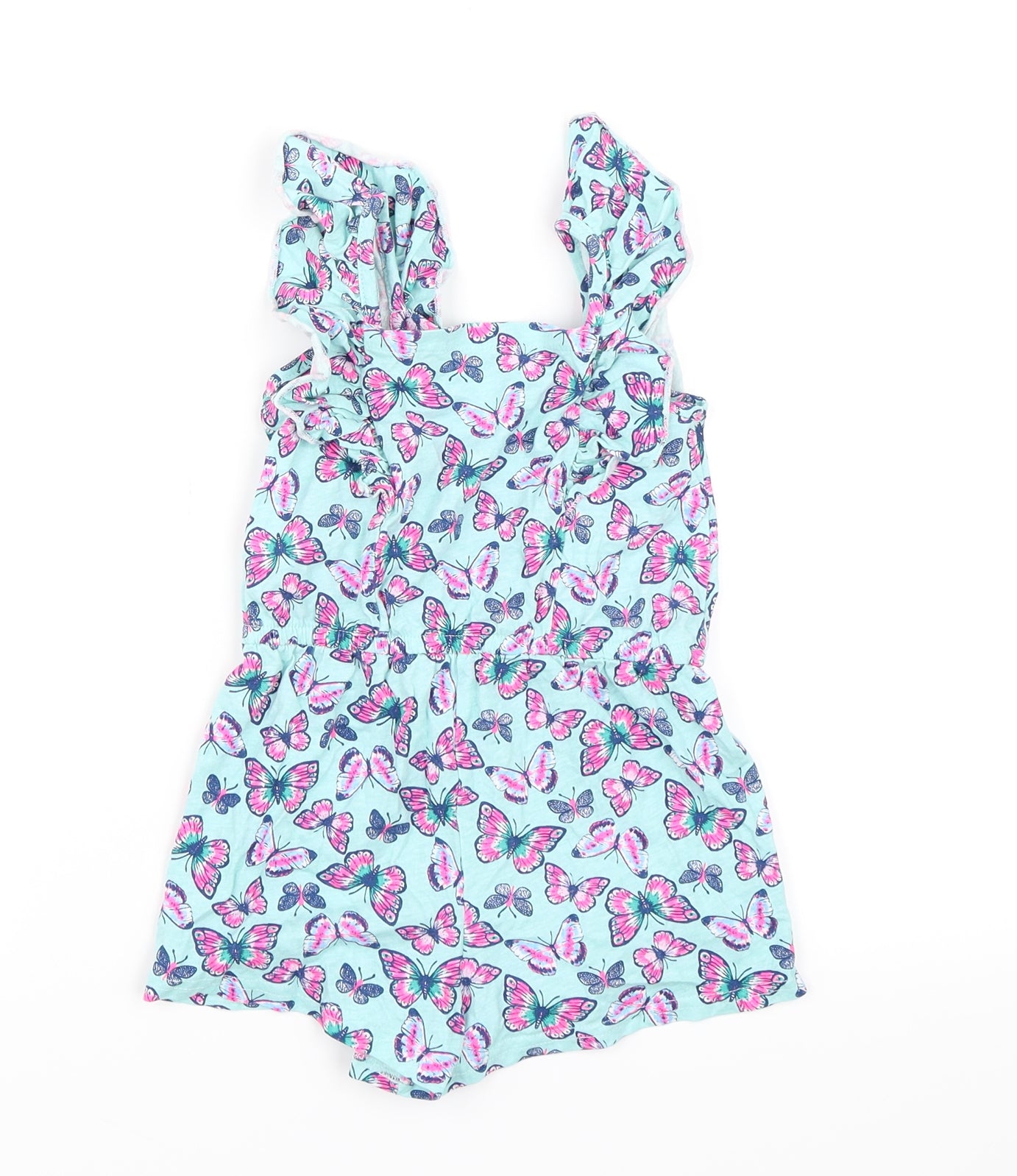 Primark Girls Blue Floral  Playsuit One-Piece Size 3-4 Years