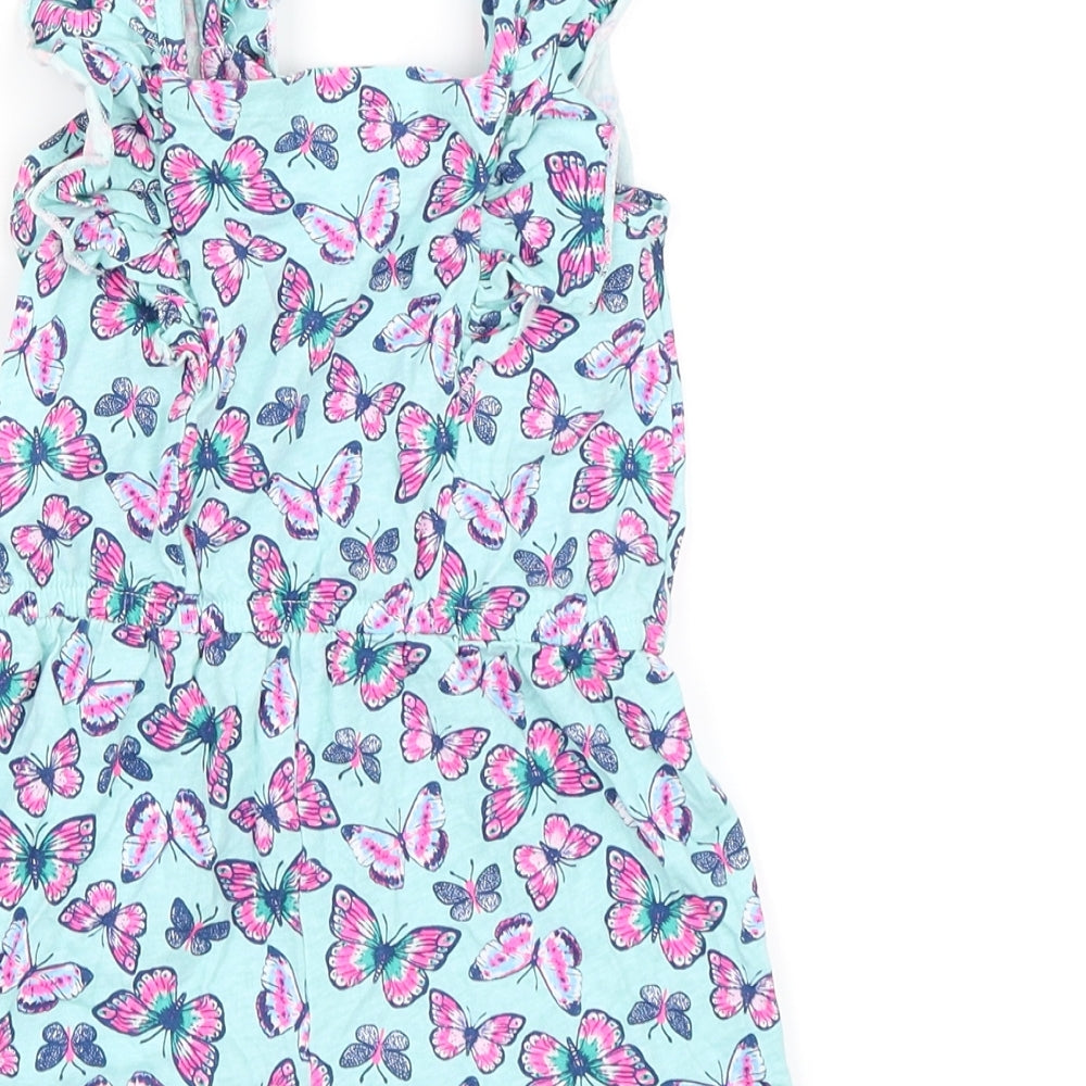 Primark Girls Blue Floral  Playsuit One-Piece Size 3-4 Years