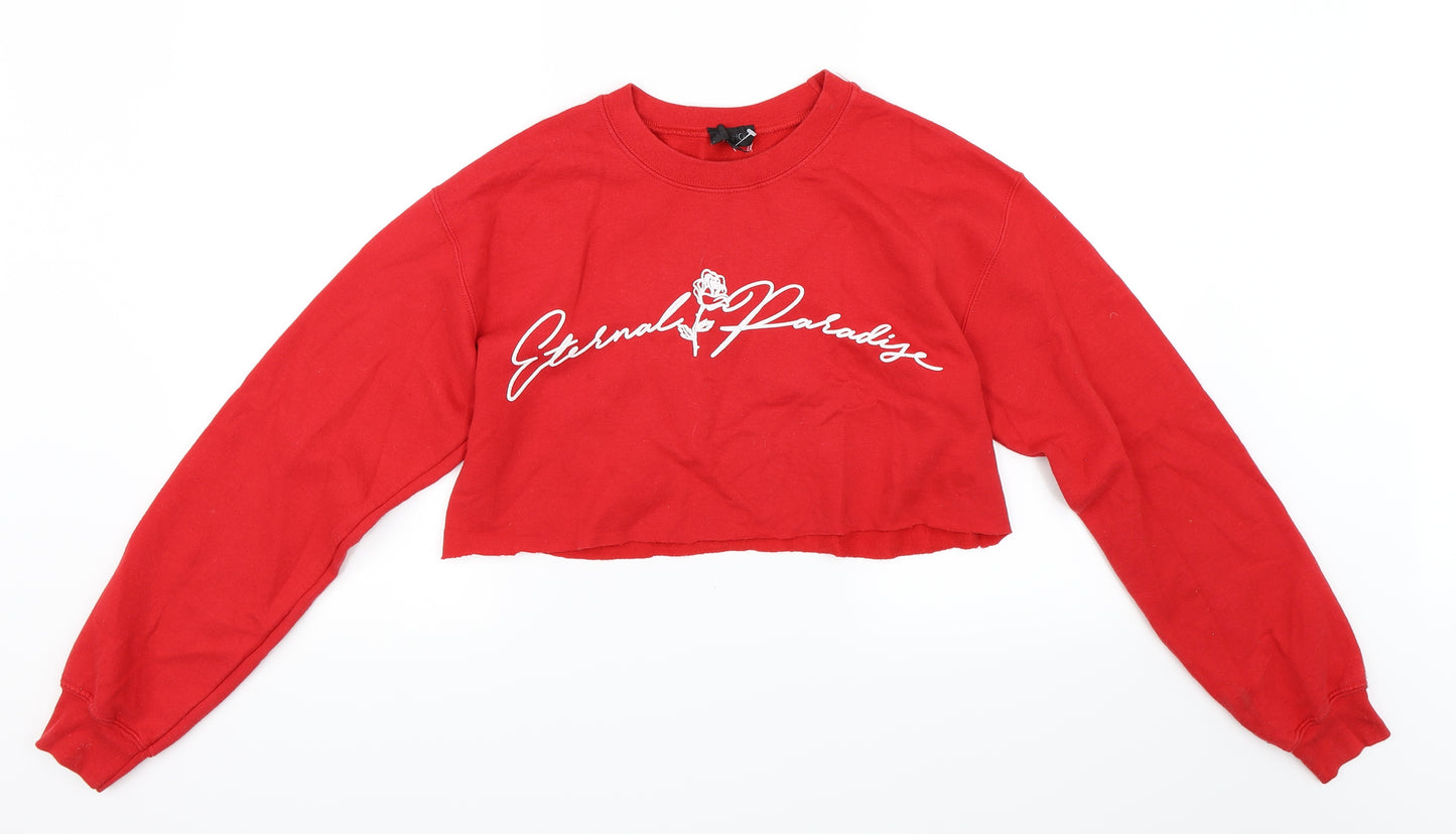 Topshop Womens Red   Pullover Sweatshirt Size S  - Cropped Sweatshirt