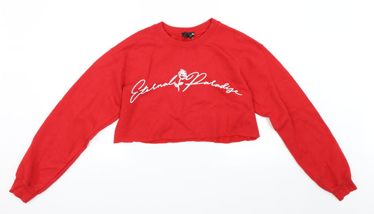 Topshop Womens Red   Pullover Sweatshirt Size S  - Cropped Sweatshirt