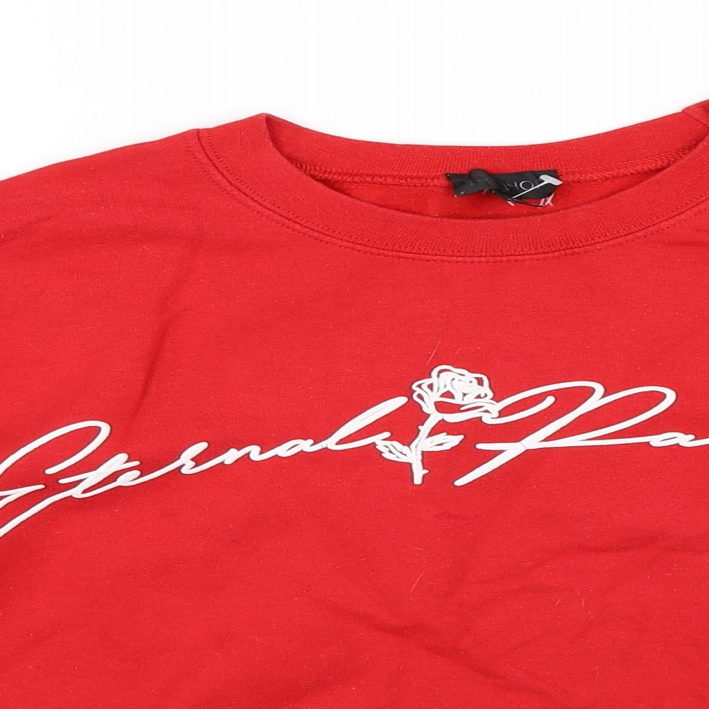 Topshop Womens Red   Pullover Sweatshirt Size S  - Cropped Sweatshirt