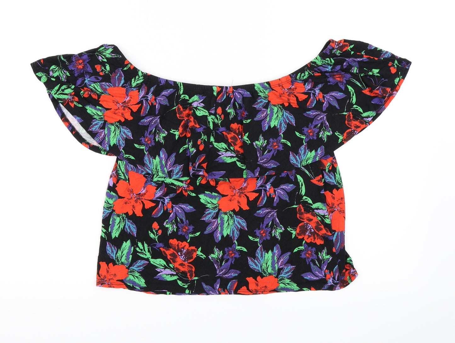 Atmosphere Womens Black Floral  Basic T-Shirt Size 12
