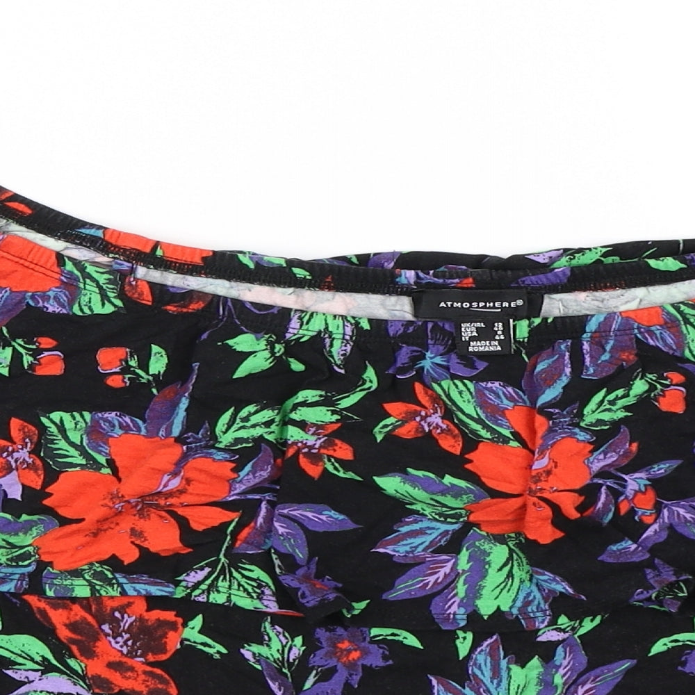 Atmosphere Womens Black Floral  Basic T-Shirt Size 12