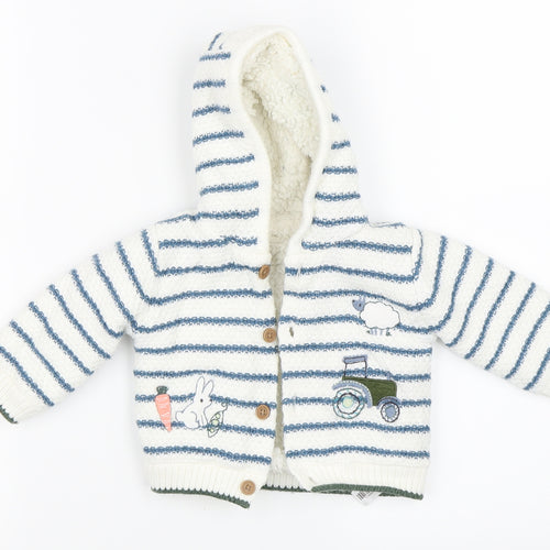Nutmeg  White Striped  Jacket  Size 3-6 Months