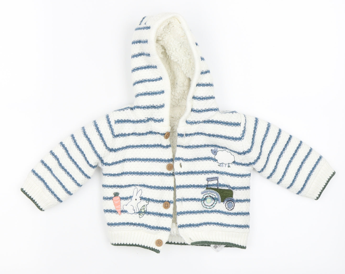 Nutmeg  White Striped  Jacket  Size 3-6 Months