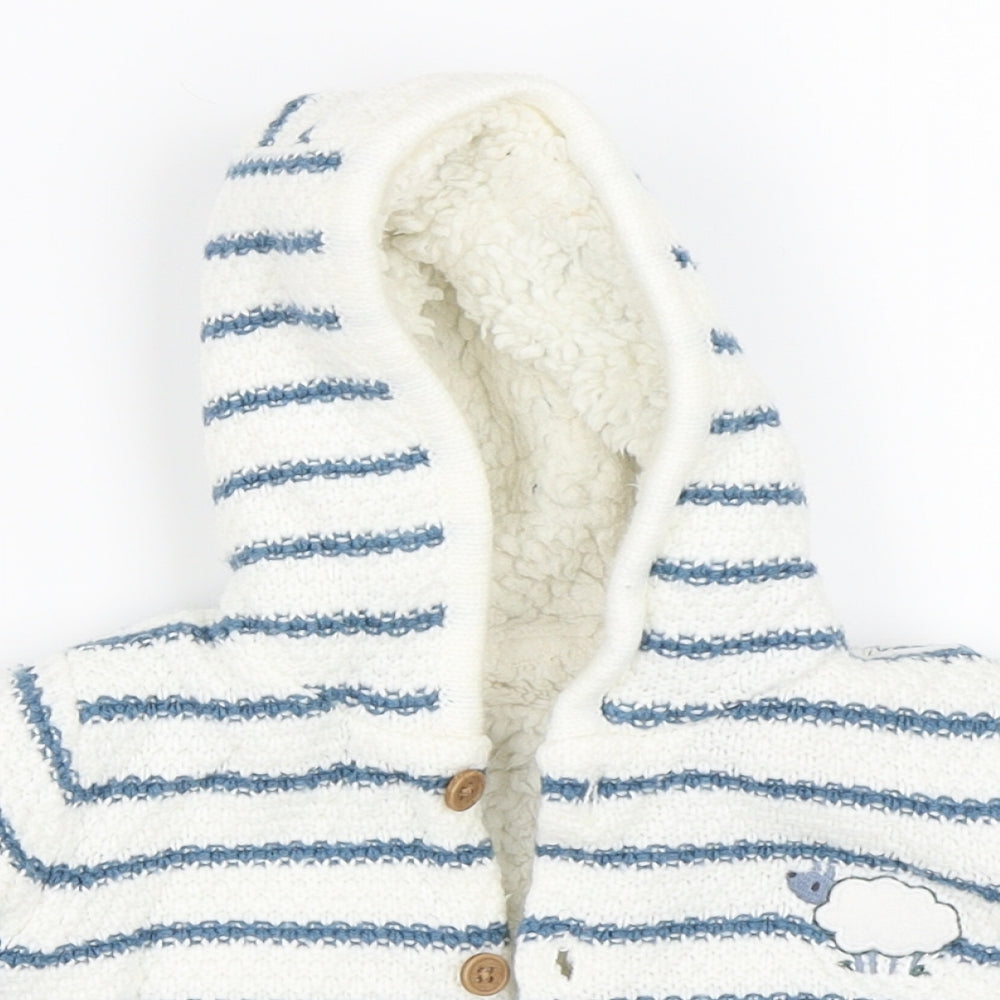 Nutmeg  White Striped  Jacket  Size 3-6 Months