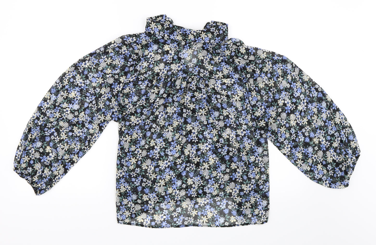 Primark Womens Black Floral Chiffon Basic Blouse Size 6