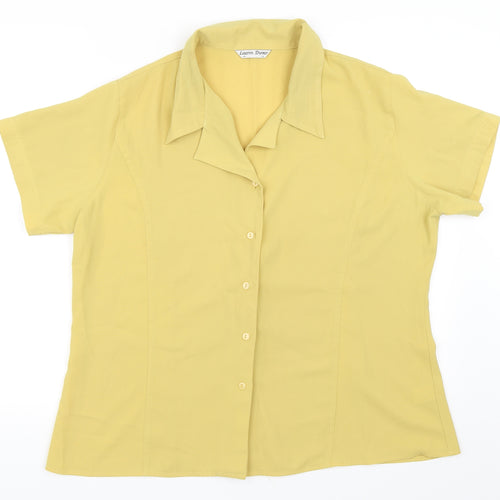 Lauren Duvar Womens Yellow  Chiffon Basic Blouse Size 20