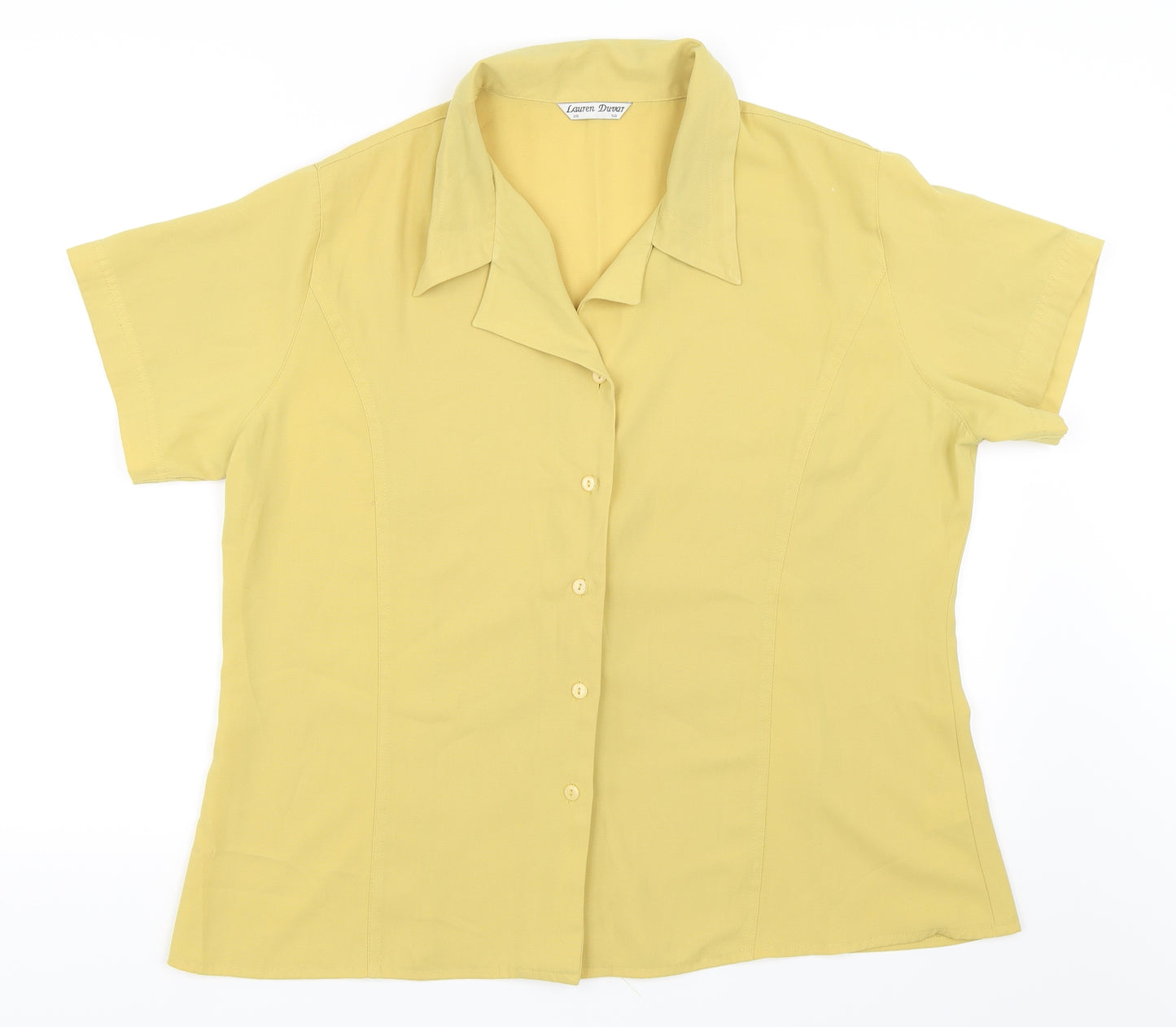 Lauren Duvar Womens Yellow  Chiffon Basic Blouse Size 20