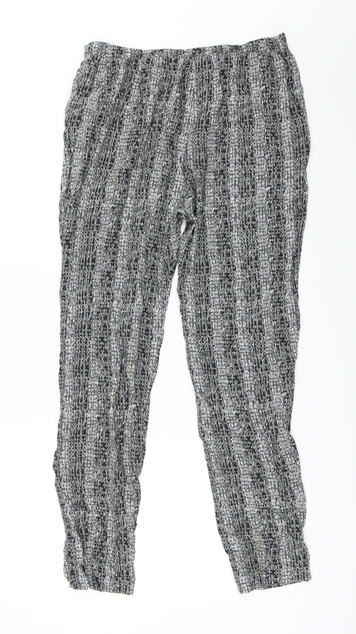 H&M Womens Green Geometric  Jogger Trousers Size 38 L28 in