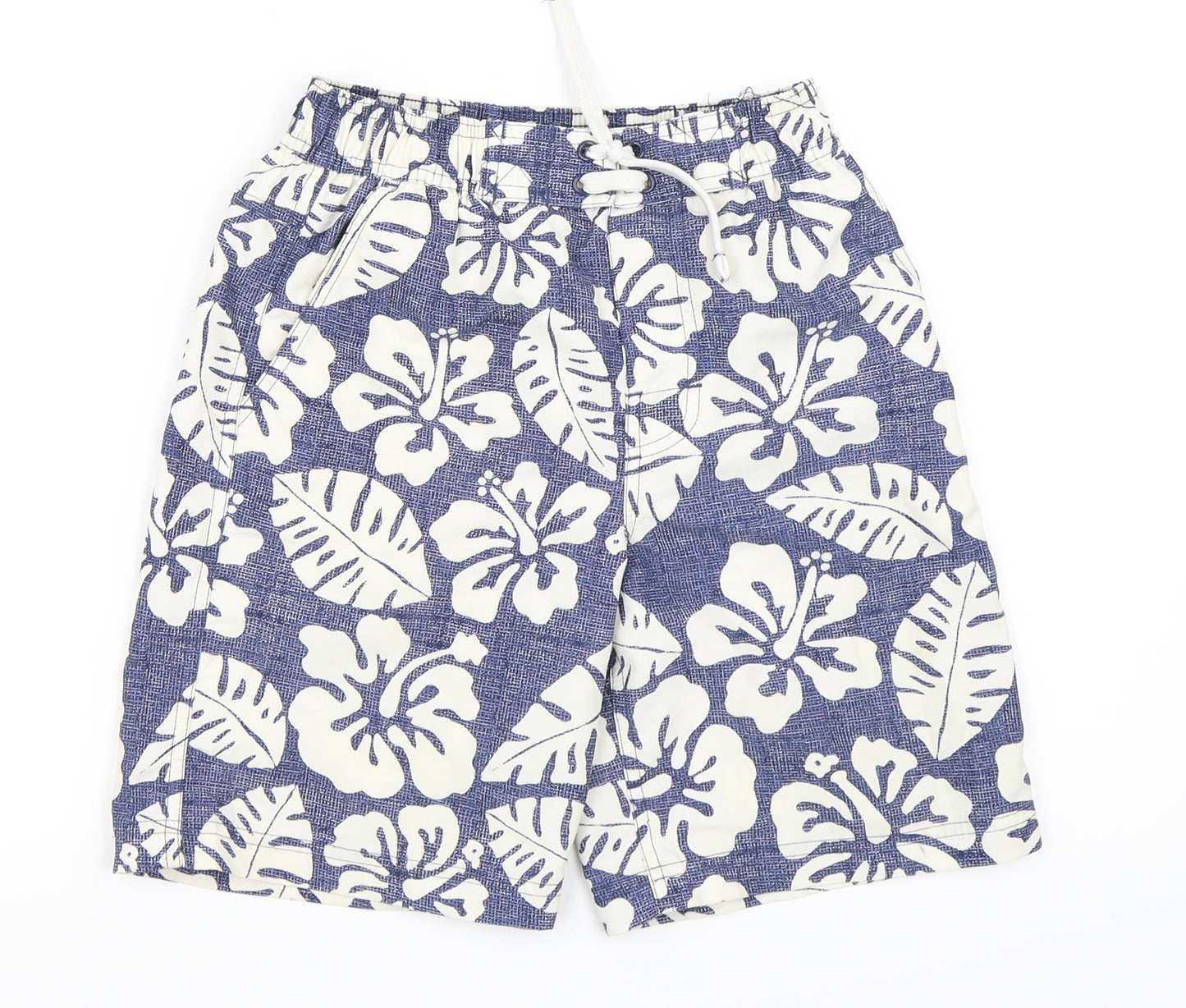 Marks & Spencer Boys Blue Geometric  Bermuda Shorts Size 7-8 Years - Swim Shorts