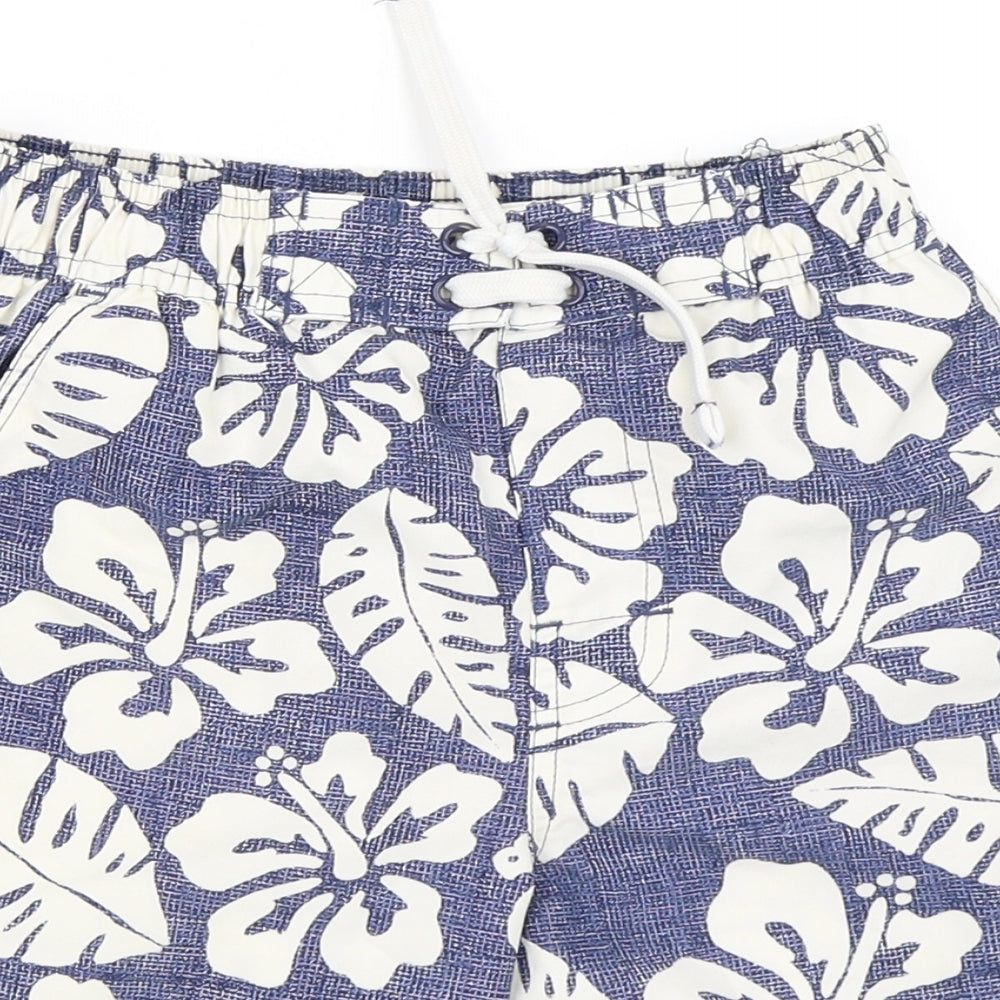 Marks & Spencer Boys Blue Geometric  Bermuda Shorts Size 7-8 Years - Swim Shorts