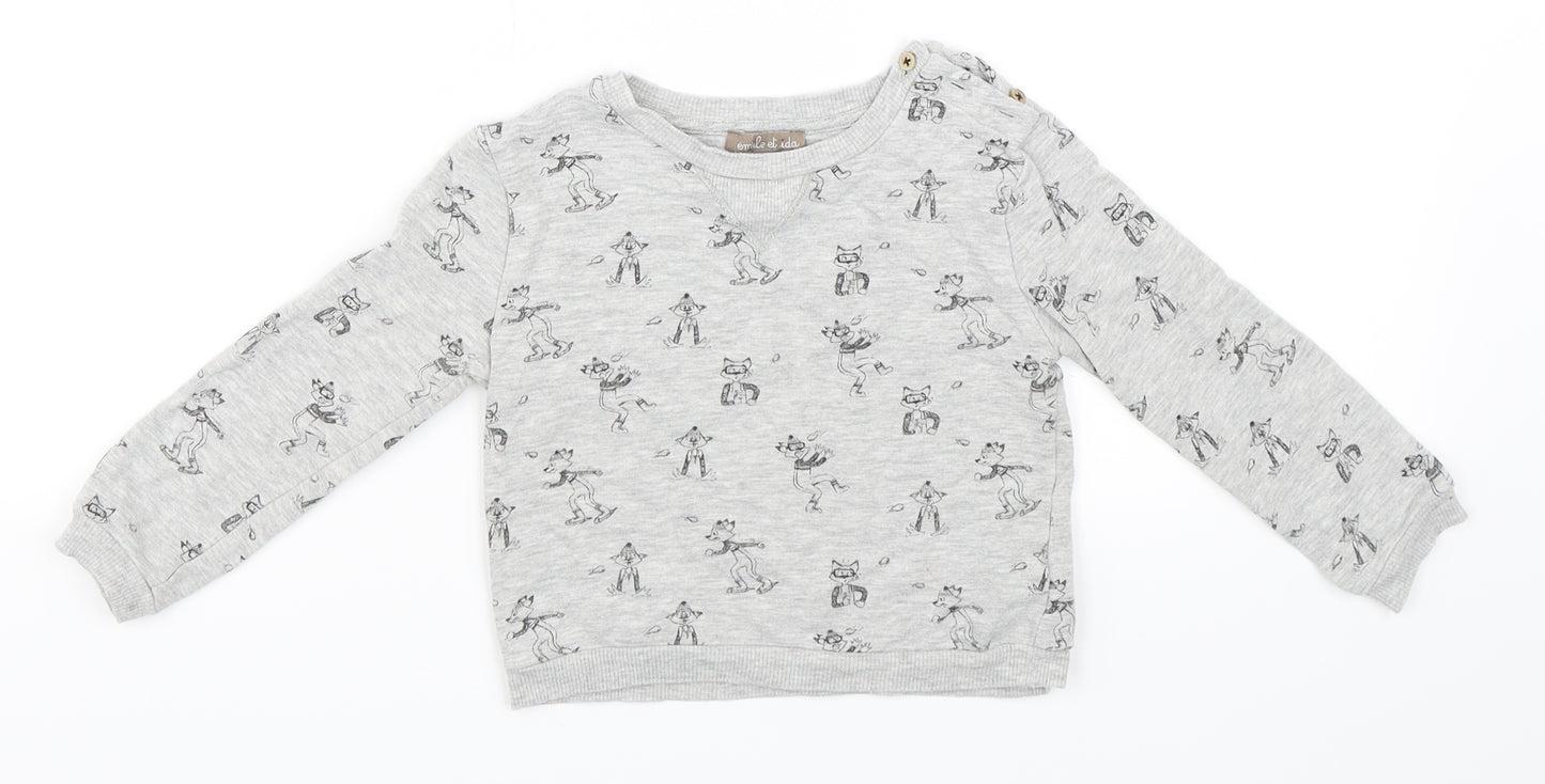 Emile Et Ida Boys Grey   Pullover Jumper Size 3 Years