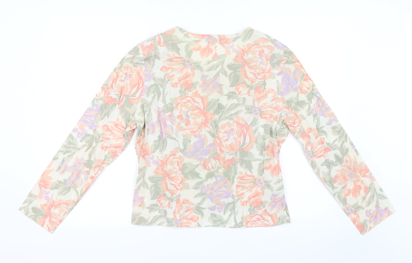 BHS Womens Beige Floral  Basic Button-Up Size 12