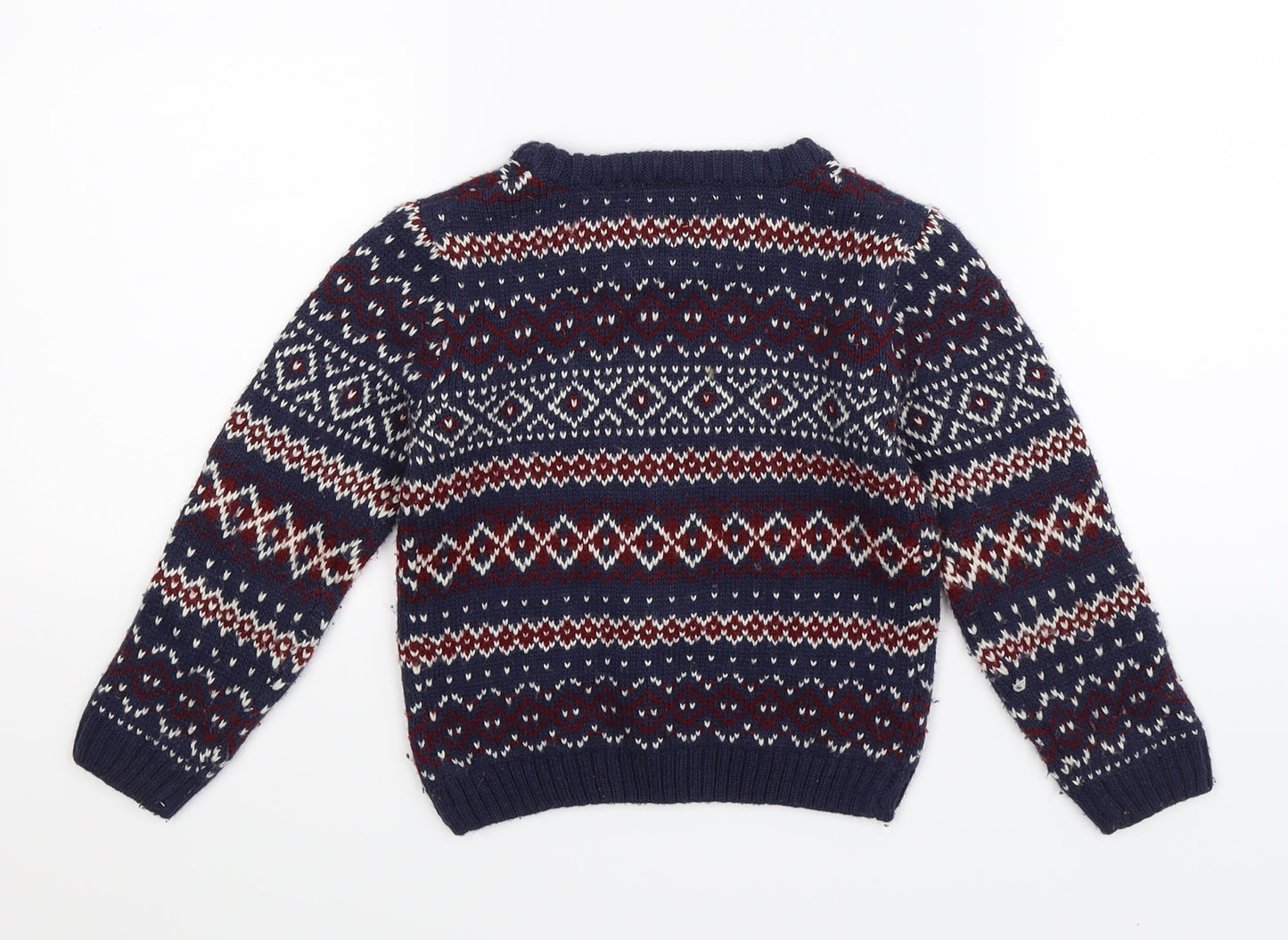 Heatons Boys Blue Geometric Knit Pullover Jumper Size 2-3 Years