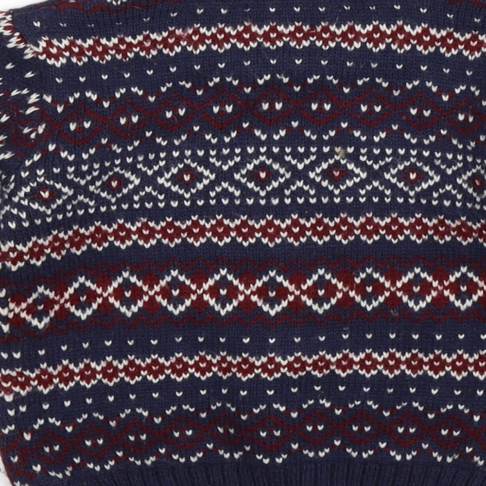 Heatons Boys Blue Geometric Knit Pullover Jumper Size 2-3 Years