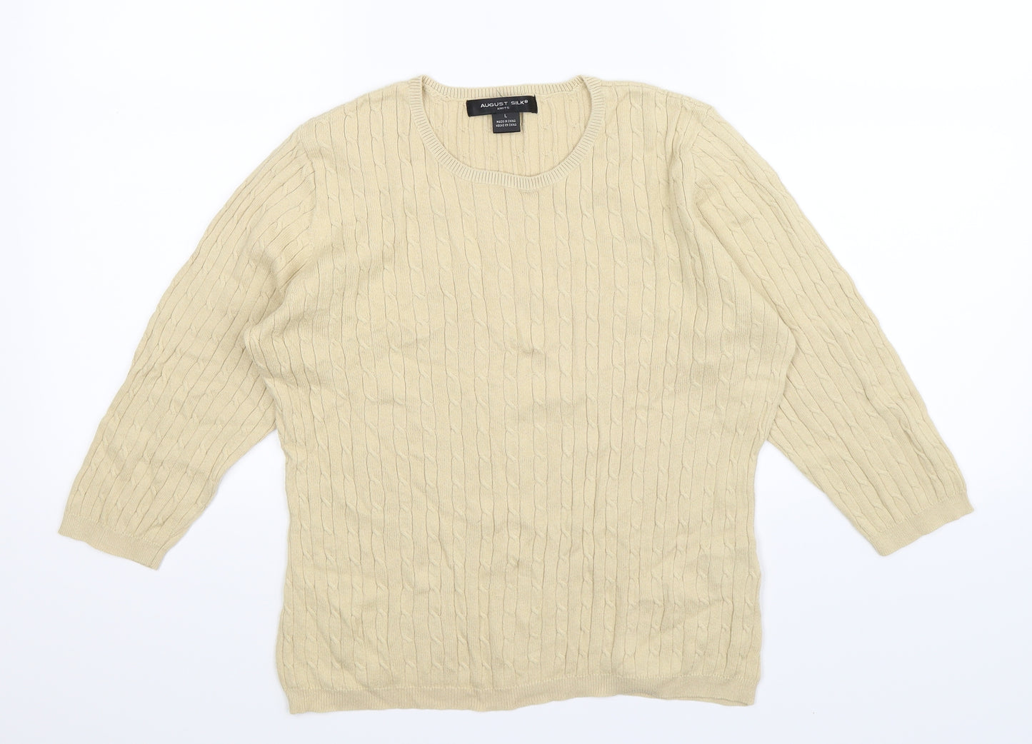 August Silk Womens Beige  Knit Pullover Jumper Size L