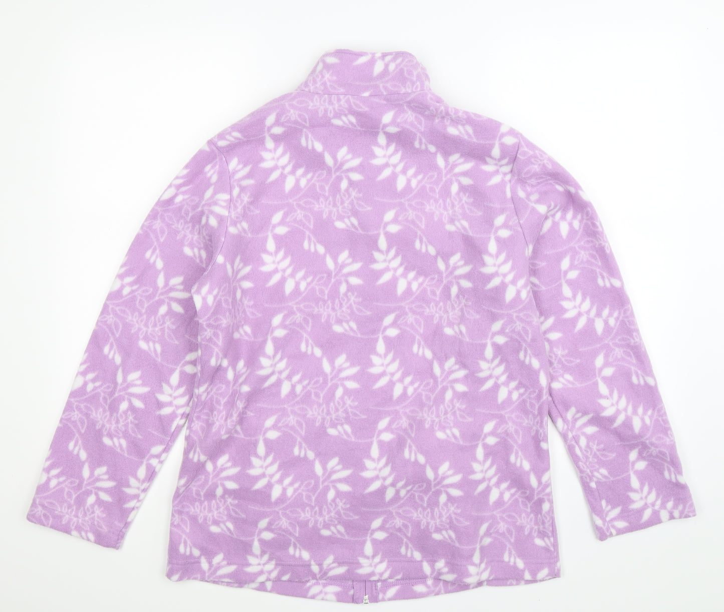 Anne De Lancay Womens Purple Floral Fleece Jacket  Size 12