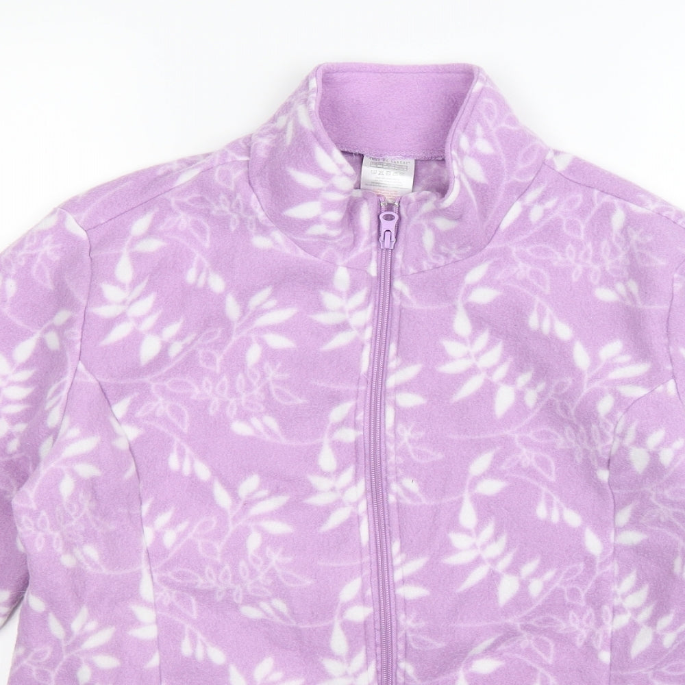 Anne De Lancay Womens Purple Floral Fleece Jacket  Size 12