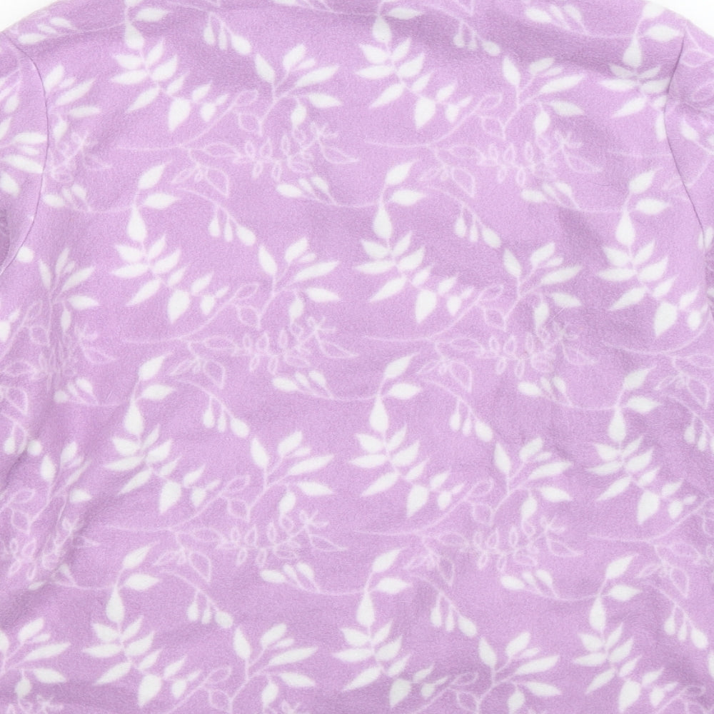Anne De Lancay Womens Purple Floral Fleece Jacket  Size 12
