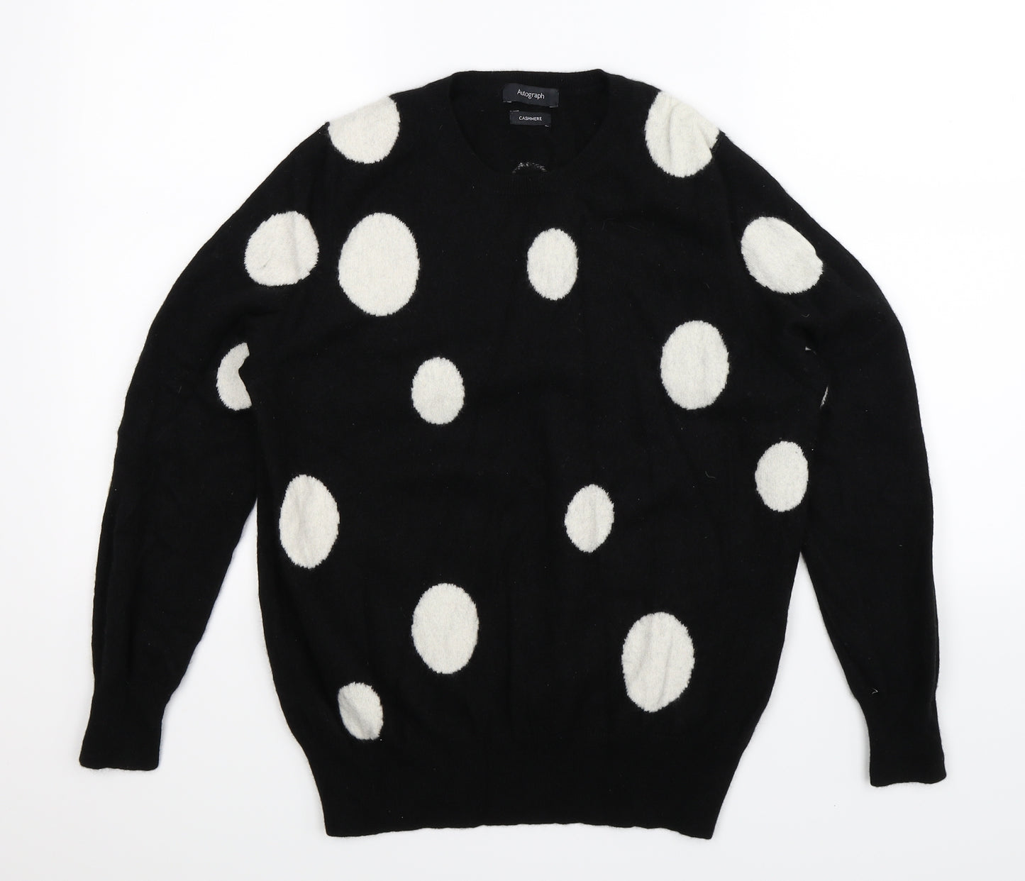 Marks and Spencer Womens Black Polka Dot Knit Pullover Jumper Size 16