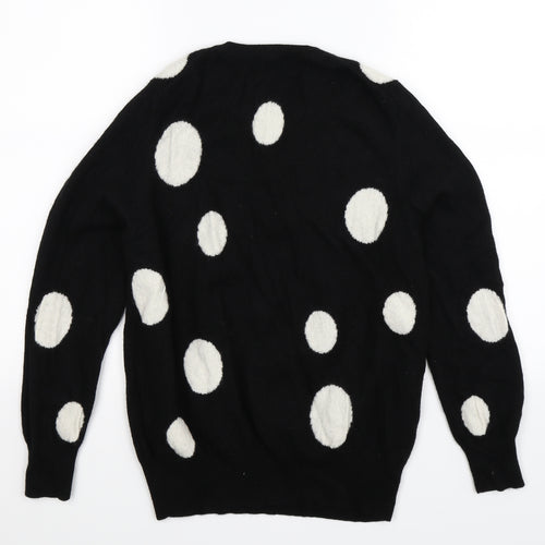 Marks and Spencer Womens Black Polka Dot Knit Pullover Jumper Size 16