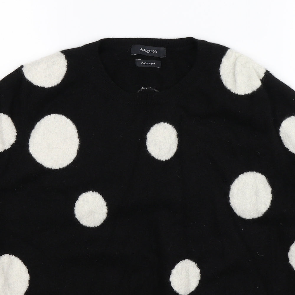 Marks and Spencer Womens Black Polka Dot Knit Pullover Jumper Size 16