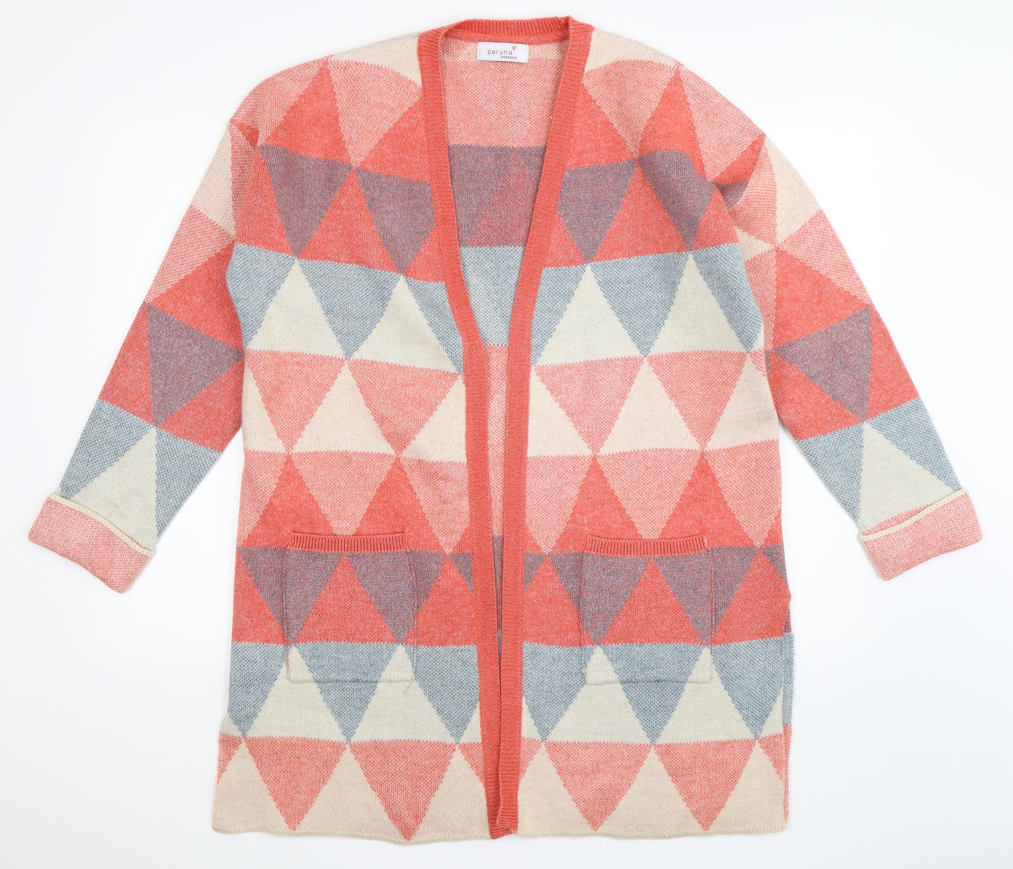 Per Una Womens Multicoloured Geometric Knit Cardigan Jumper Size M