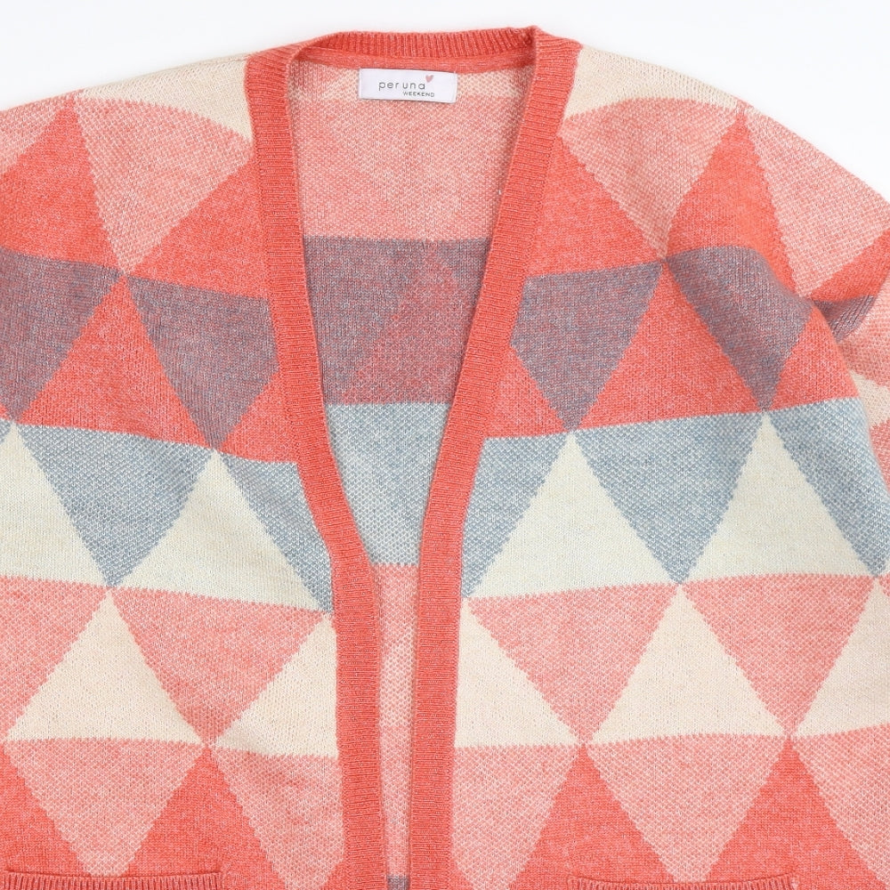 Per Una Womens Multicoloured Geometric Knit Cardigan Jumper Size M