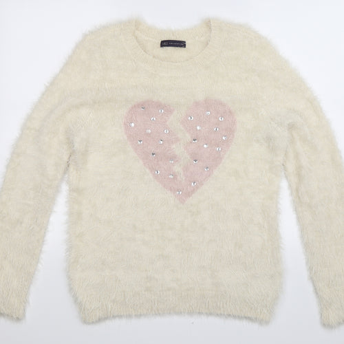 Marks and Spencer Womens White  Knit Pullover Jumper Size 16