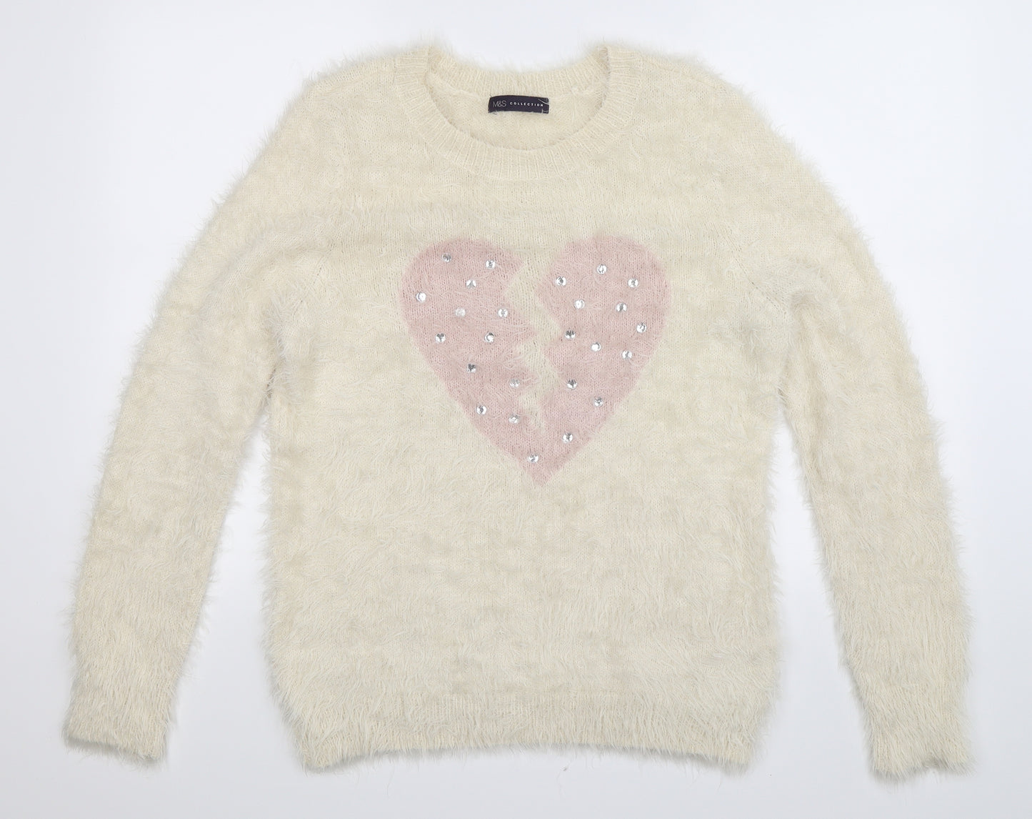 Marks and Spencer Womens White  Knit Pullover Jumper Size 16