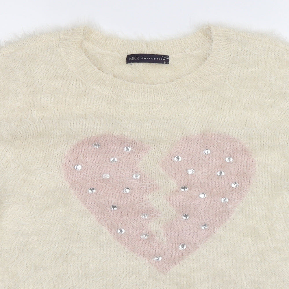 Marks and Spencer Womens White  Knit Pullover Jumper Size 16