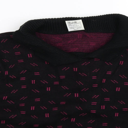 Preworn Womens Black Striped Knit Pullover Jumper Size 12